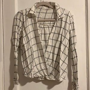 Open wrap plaid shirt